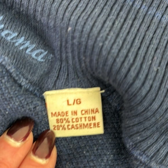 Tommy Bahama Men's Cashmere Blue Full Zipper Sweater with Elbow Patches - Picture 6 of 10